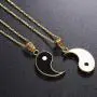 Yinyang BFF Couples Pendant Necklace Chain for Women Mens Him and Her Personalized Matching Puzzle Diagrams Best Friend Necklaces Set Stainless Steel Gifts Jewelry Gold Plated