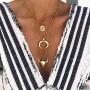 Jeweky Boho Layered Necklace Gold Horns Long Necklaces Pendant Chain Choker Jewelry for Women and Girls