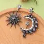 Exaggerated Luxury Sun Moon Stars Drop Earrings Rhinestone Punk Earrings for Women Jewelry Golden Boho Vintage Earrings