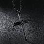 LineAve Mens Stainless Steel Nail and Rope Cross Pendant Necklace