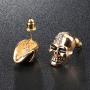 QNNY Skull Stud Earrings for Men Women Cubic Zircon Punk Piercing Ear Studs Stainless Steel Hip Hop Jewelry