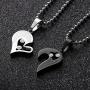 GAGAFEEL His Her Couple Necklace Stainless Steel Pendant Heart Cz Puzzle Matching Set I Love You Gift Box