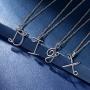 beautlace Letter Necklaces 925 Sterling Silver Initial Alphabet Name Pendant Necklace with Cubic Zirconia/Mystic Rainbow Topaz/Musical Note Jewelry for Men and Women