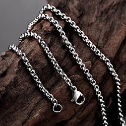 LUCKYOON 18'' inch Necklace Chain DIY Jewelry Silver Plated Steel Bead Box Square Twist