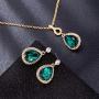 Swarovski Crystals Teardrop Pendant Necklace Earrings for Women 14K Gold Plated Hypoallergenic Jewelry Set