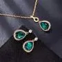 Swarovski Crystals Teardrop Pendant Necklace Earrings for Women 14K Gold Plated Hypoallergenic Jewelry Set