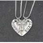 Meiligo Womens Mens Alloy Hip-hop Bonnie Clyde Letter Machine Gun Necklace Key Chain Hand Gun Revolver Pistol Pendant Matching Heart Jewelry
