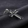 Linorui Mens Stainless Steel Nail Cross Pendant Necklace for Men Women Lords Prayer Big Pendant Cross Necklace for Men