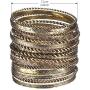 Lux Accessories Flower Mixed Metal Aztec Multi Bangle Set
