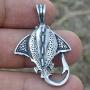 Tribal Jewelry Stingray Surfer Beach marine sea life creature Sting Ray Hawaiian Maori Polynesian Totem Spirit Animal Pewter Mens Pendant Necklace Charm Protection Amulet Travel Talisman for men