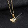 Xusamss Punk Titanium Steel Guitar Music Pendant Necklace,24inches Link Chain