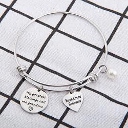 SEIRAA Grandma Bracelet My Greatest Blessings Call Me Grandma Wire Bangle Bracelet Grandma Jewelry Personalized Gift for Nana