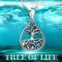 Aniu celtic tree of life Pendant necklace for Women, 925 Sterling Silver Cubic Zirconia Teardrop Jewelry Gifts for girls Mom Lovers Wife 18