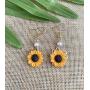 BELUCKIN Fashion Sunflower Leaf Pendant Necklace for Women Yellow Enamel Daisy Sun Flower Necklace Dangle Earrings Jewelry Set Gift