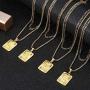 Jewenova18K Gold Plated Initial Letter Necklace for Women Men Layered Square Necklace Capital Letter Pendant Necklace Alphabets A-Z Fashion Personalized Jewelry