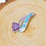 CiNily Heart Pendant Necklace 14K White Gold/Rose Gold Plated Opal Jewelry for Women Girls