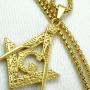 Ahappy-18k Gold Filled Sculpture Freemasonry Masonic Mason Pendant Chain Necklace N275 50 60 70 80cm