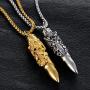 HUANIAN Dragon Sword Bullet Shape Canister Capsule Memorial Keepsake Pendant Cremation Ash Urn Necklace for Men