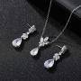 SWEETV Teardrop Wedding Bridal Jewelry Set for Brides Bridesmaid, Crystal Pendant Necklace Drop Dangle Earrings Set for Women