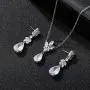 SWEETV Teardrop Wedding Bridal Jewelry Set for Brides Bridesmaid, Crystal Pendant Necklace Drop Dangle Earrings Set for Women