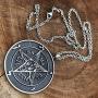 Church of Satan Jewelry Sigil of Baphomet SAMAEL-LILITH Inverted Pentacle Pentagram Star Satanic Devil LaVeyan Satanism Wicca Witchcraft Pewter Mens Pendant Necklace charm men w Stainless Steel Chain