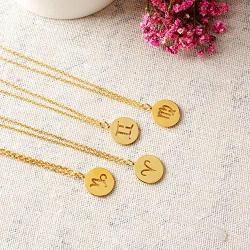 Osemind Zodiac Necklace, Silver 18K Gold Horoscope Necklace Astrology Constellation Necklace for Women Girls Zodiac Jewelry Gifts 2Pcs