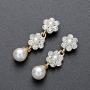 HapiBuy Crystal Pearl floral Design Wedding Jewelry Set Necklace and Earring for Women and Brides Gold Color