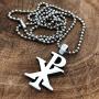 CHI-RHO Symbol Constantine Christian Jewelry Monogram Christogram XP Cross Chirho Jesus Christ name bible verse JN8:12 pewter Mens Pendant Necklace Charm Protection Amulet for men w Silver ball Chain