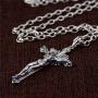 Retro Vintage Big 925 Sterling Silver Jesus Christ Crucifix Cross Pendant Necklace for Men Women,50cm Chain