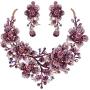 EVER FAITH Womens Crystal Elegant Flower Leaf Bridal Necklace Earrings Set