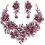 EVER FAITH Womens Crystal Elegant Flower Leaf Bridal Necklace Earrings Set EVER FAITH Womens Crystal Elegant Flower Leaf Bridal Necklace Earrings Set