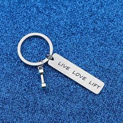 WUSUANED Fitness Keychain Live Love Lift Keychain with Barbell Charm Workout Gift Motivational Jewelry