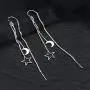 Tassel Moon Star Threader Drop Dangle Earrings for Women Girls Elegant Fashion Hollow Star Silver Plated Long Chain Hanging Earrings Minimalist Dangling Hypoallergenic Piercing Gifts Daughter Birthday