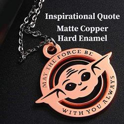 MYPRINTON Baby Yoda Hard Enamel Pendent Necklace 1.38'' The Child Character Inspired Gift Idea Matte Copper