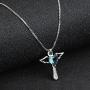 Birthstone Necklaces Cross Necklace for Women Girls Cubic Zirconia Angel Wing Birthstone Heart Charm Pendant Necklace Gifts for Valentine