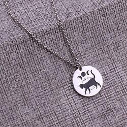 Moon Phase Witchcraft Black Cat Necklace Launar Phase Necklace
