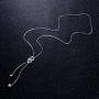 Long Necklace S925 Sterling Silver Tassel Round Ball Necklace for Women, 30 inches