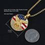 HZMAN Mens 18k Gold Plated Stainless Steel 3D Eagle American Flag Dog Tag CZ Pendant Necklace