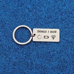 WUSUANED Programmer Gamer Gift Things I Hate Funny Keychain Computer Gamer Jewelry Gift for Developer Video Game Lover