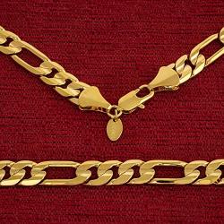 LIFETIME JEWELRY 9mm Figaro Chain Necklace 24k Real Gold Plated for Men and Teen