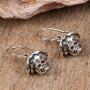 NOVICA .925 Sterling Silver Skull with Hat Dangle Earrings Horseman Catrin