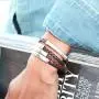 Lizzy James Mini Addison Braided Leather Wrap Bracelet with Silverplate Crescents in Natural Antique Brown Leather Lizzy James Mini Addison Braided Leather Wrap Bracelet with Silverplate Crescents in Natural Antique Brown Leather