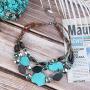 Bocar Personalized Layered Strands Turquoise Statement Chunky Necklace for Women Gifts