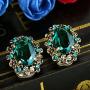 BriLove Womens Victorian Style Crystal Floral Cameo Inspired Oval Clip-On Earrings
