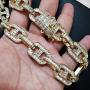 BLINGFACTORY Hip Hop Iced Gold PT 18mm 18'' Thick Crystal Box Lock Marina Choker Chain Necklace