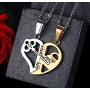 HUANIAN His&Hers Stainless Steel Key to Love Matching Half of Heart 520 Pendant Necklace for Couples