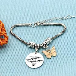 CAROMAY Coworker Bangle Bracelets Butterfly Pendant Colleague Friends Birthday Gift Farewell Christmas Jewelry for her