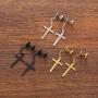 Szory Stainless Steel Dangle Cross Earrings for Men Women Black Silver Gold