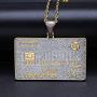 TOPGRILLZ 18K Gold Plated Custom Iced Out Credit V Card Pendant Necklace Personalized Name Chain for Men Women Charm Gifts