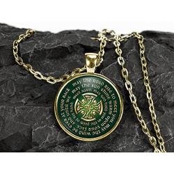 May The Road Rise Up to Meet You - Irish Blessing Celtic Cross Pendant Necklace with Chain